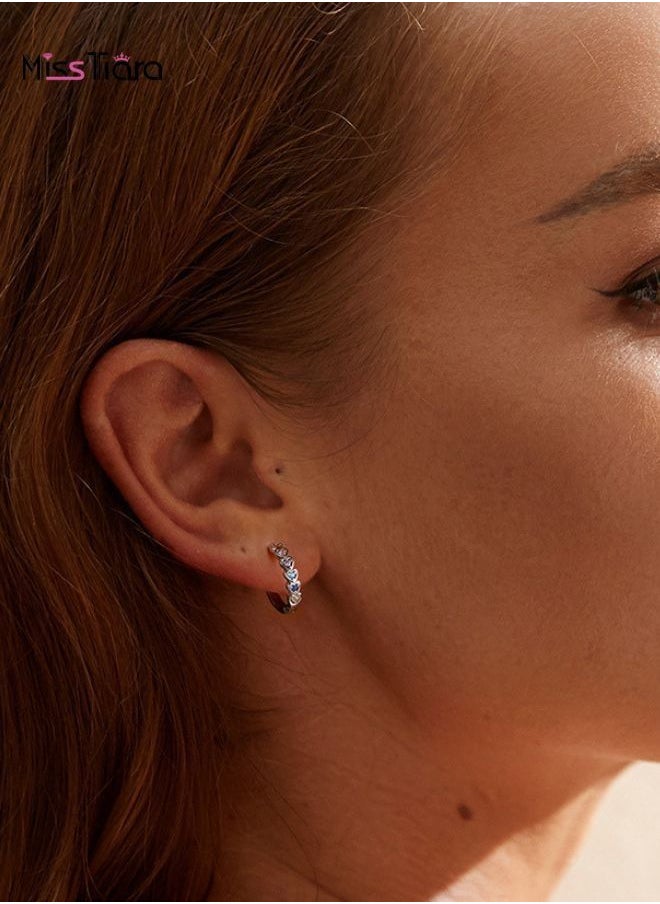 MissTiara - S925 Sterling Silver platinum-plated colorful zircon rainbow heart Earrings - Image 1