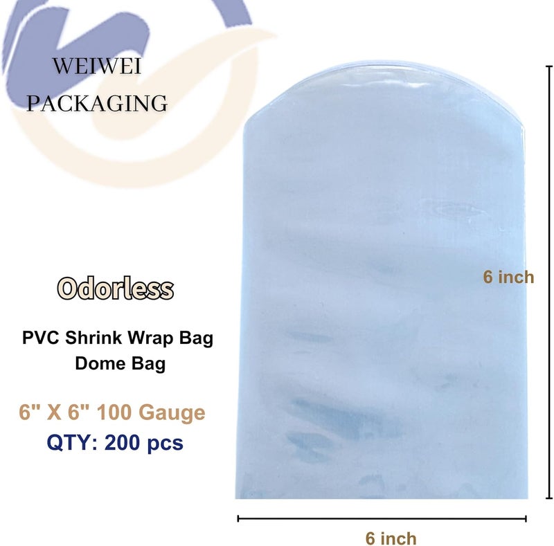 WEIWEI PACKAGING WEIWEI - 200 PCS 6x6 inch Odorless PVC Heat Shrink Wrap Bags 100 Gauge for Bath Bombs | Dome Shrink Bags - Image 2
