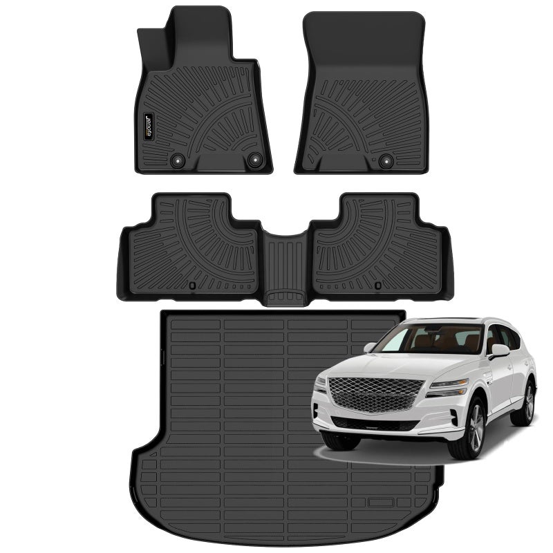 JenofaFloor Mats for Genesis GV80 20212026 Only 5 Seats Car Mats Cargo Mat Fit GV80 No EV All Weather NonSlip Waterproof Durable Rubber Floor Liner Accessories Full Set - Image 3