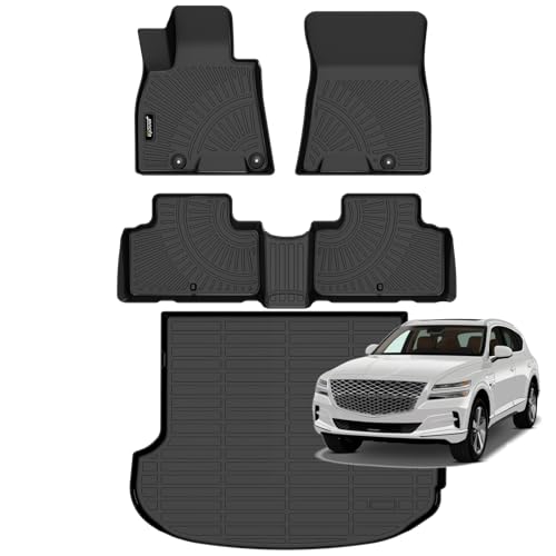 JenofaFloor Mats for Genesis GV80 20212026 Only 5 Seats Car Mats Cargo Mat Fit GV80 No EV All Weather NonSlip Waterproof Durable Rubber Floor Liner Accessories Full Set - Image 1
