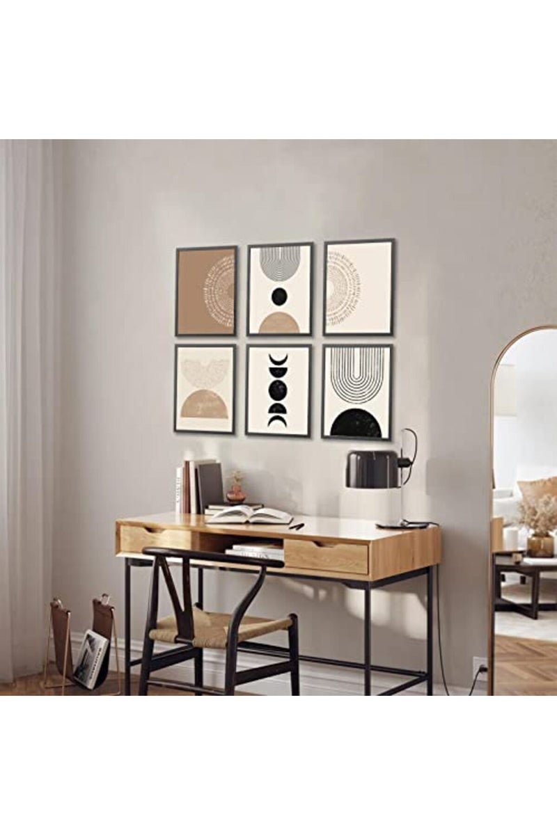 KBKBART Abstract Boho Wall Art Prints Set of 6, Minimalist Geometric Boho Wall Art Black Brown Beige Line Art Canvas Painting Pictures, Mid-Century Modern Prints Gallery Wall Posters for Bedroom Living Room - Image 5