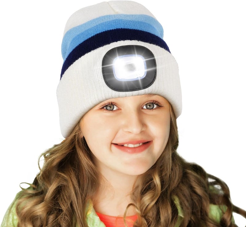YunTuo Store LED Beanie for Kids, Unisex Rechargeable Headlamp Hat Winter Night Lighted Cap, Gifts for Kids Boys Girls - Image 2
