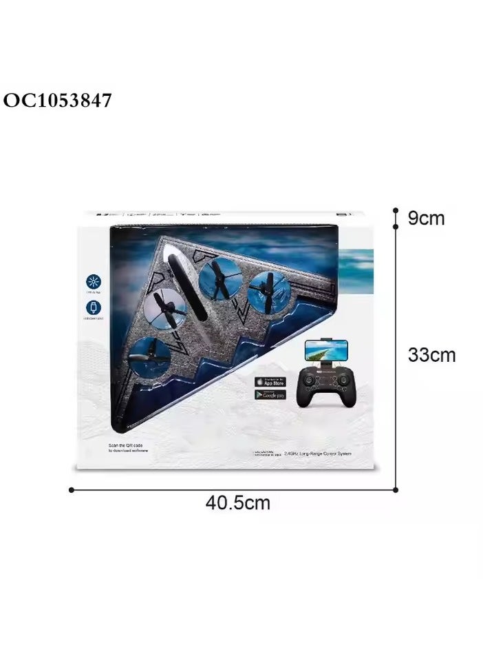 4CH RC Airplane Remote Control Drone with HD Camera – B-2 Spirit Stealth Bomber Stunt Plane, 2.4Ghz Foam Aircraft Toy for Kids & Adults, Easy Fly, Headless Mode, 360° Flips, Real-Time Aerial Photography, Durable EPP Foam, LED Lights, Ready-to-Fly Gift
