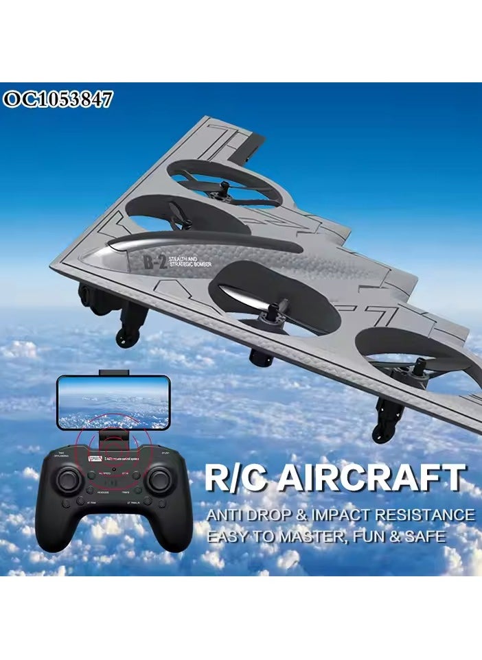 4CH RC Airplane Remote Control Drone with HD Camera – B-2 Spirit Stealth Bomber Stunt Plane, 2.4Ghz Foam Aircraft Toy for Kids & Adults, Easy Fly, Headless Mode, 360° Flips, Real-Time Aerial Photography, Durable EPP Foam, LED Lights, Ready-to-Fly Gift