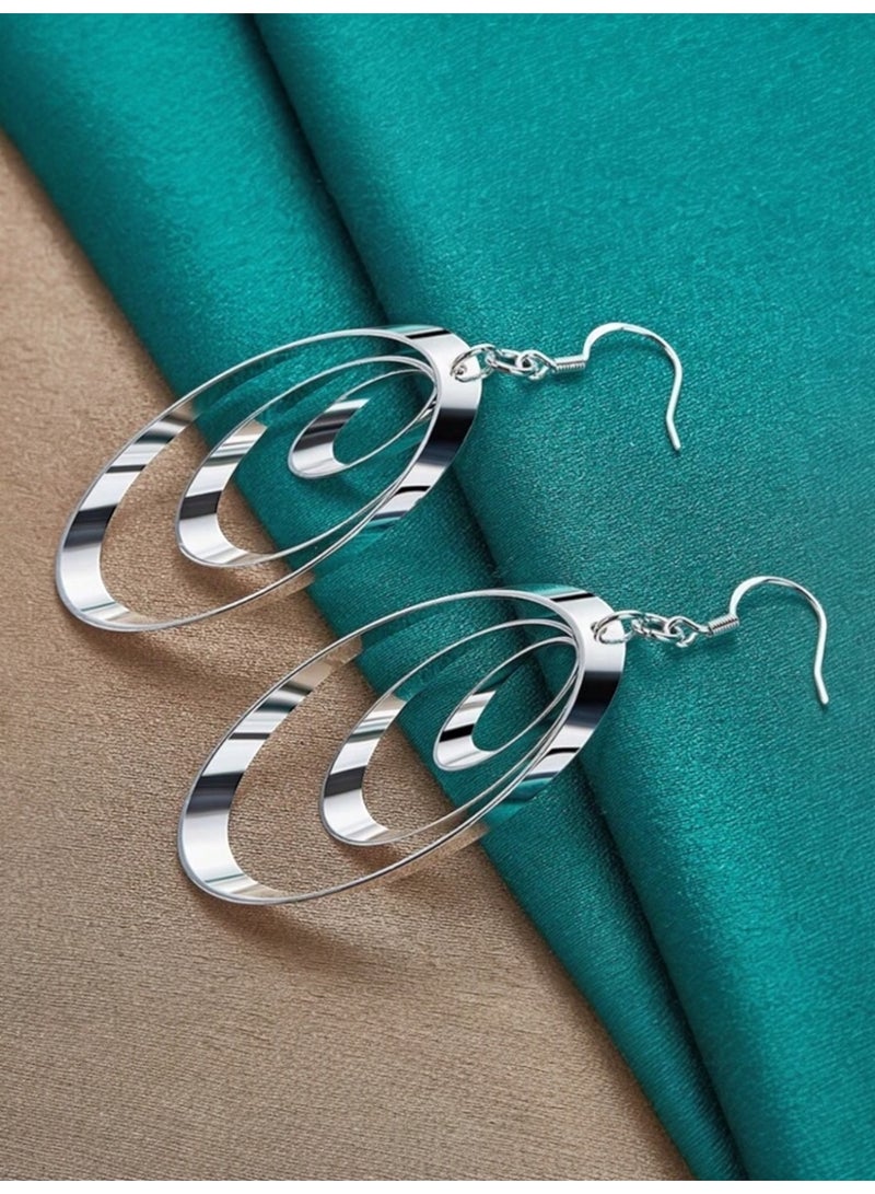 Dangle Charms Elegant 925 Silver Plated Earrings For Women - Image 4