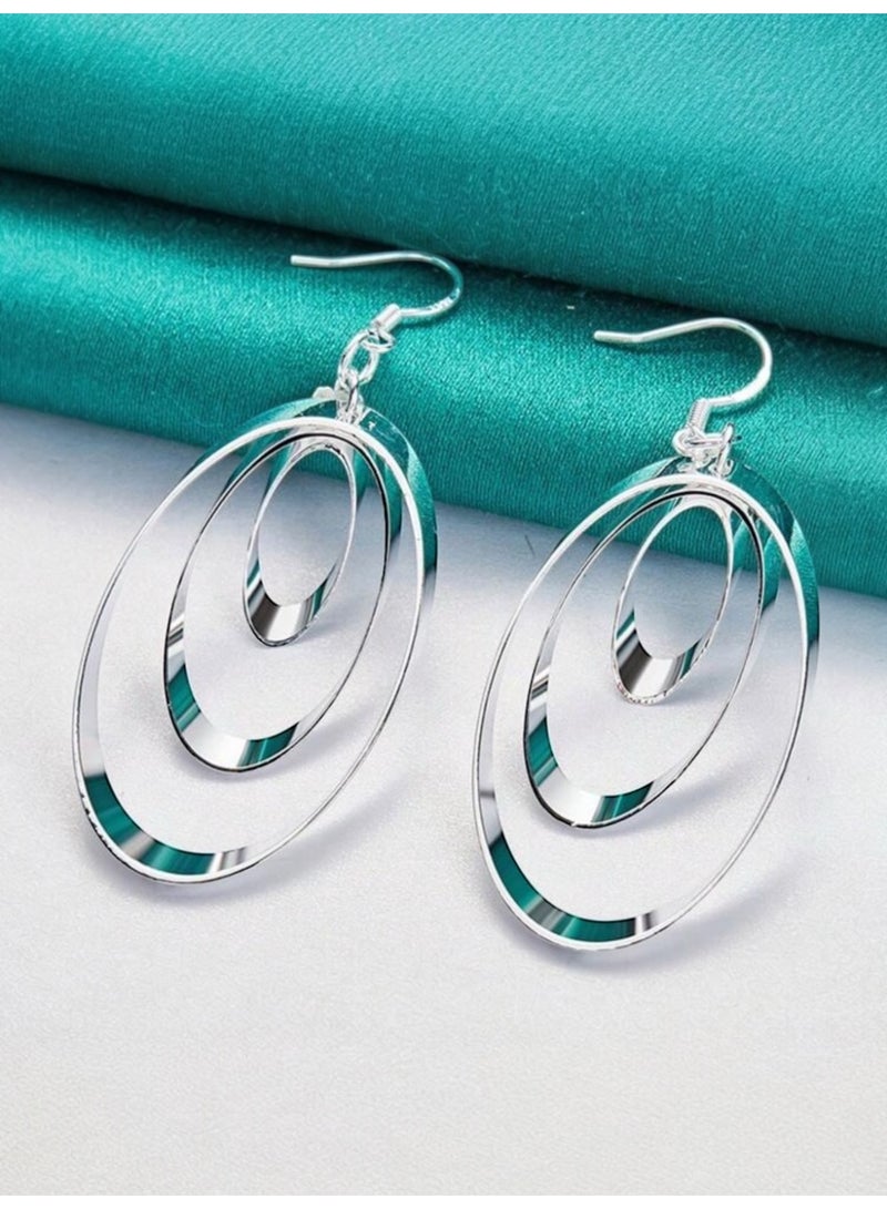 Dangle Charms Elegant 925 Silver Plated Earrings For Women - Image 2