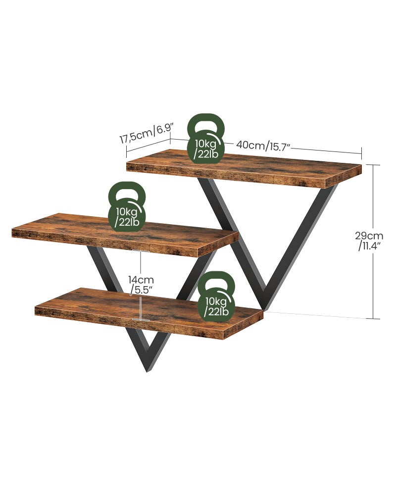 CHOEZON Floating Shelves for Wall, Wall Mounted Shelf Set of 2, DIY Hanging Shelf for Wall Decor, for Living Room Bedroom Bathroom Kitchen, Rustic Brown TBJ11BF - Image 2