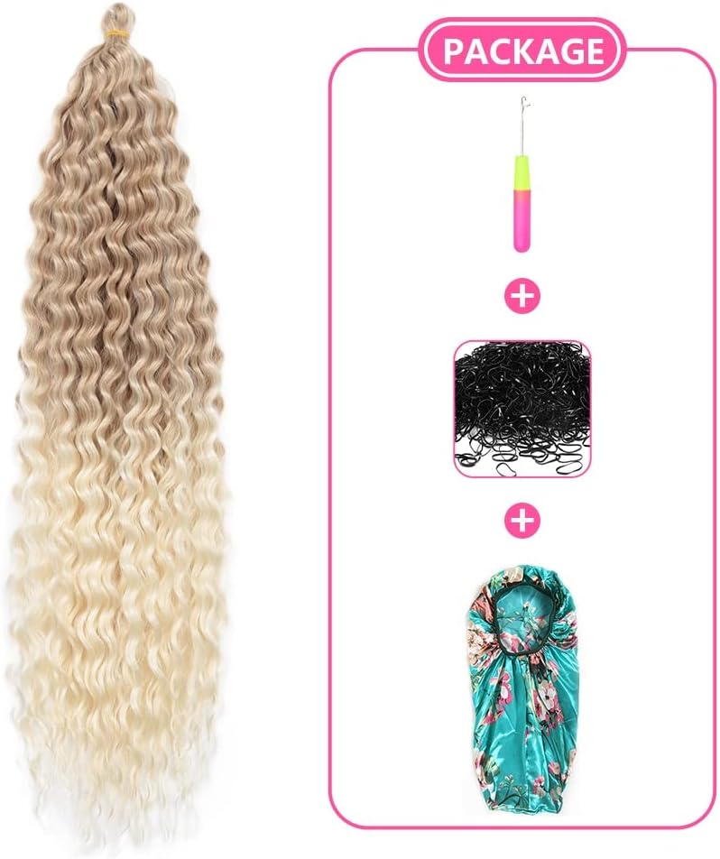 DSOAR Deep Twist Crochet Hair Hair Bundles Water Wave Synthetic Hair Extension Curly Braiding Ombre Curl Braiding Hairpiece, 22 Inch 3 Packs 27/613# - Image 5