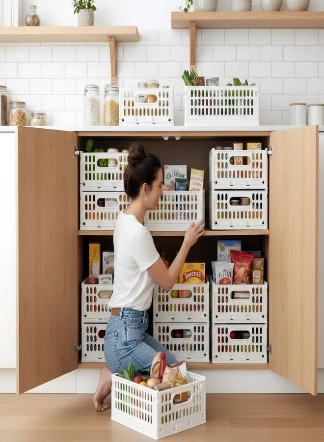 Aditya polymers Plastic Storage Crates 10 Kg Capacity White | 2 Pc Set Foldable Stackable Rectangular Storage Bins with Wheels & Side Handles | Collapsible Multipurpose Organizer for Kitchen Pantry Laundry Bathroom - Image 4
