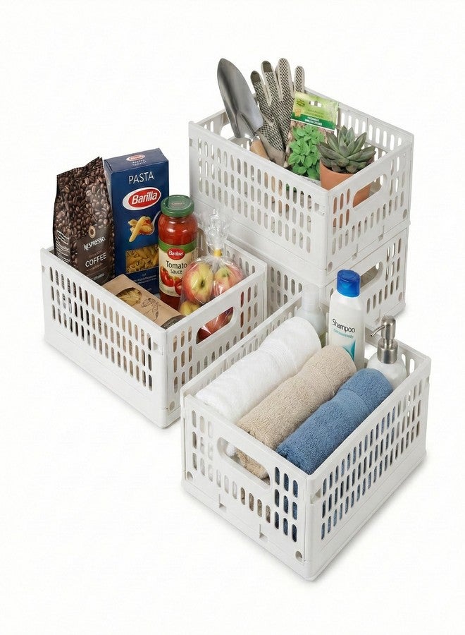 Aditya polymers Plastic Storage Crates 10 Kg Capacity White | 2 Pc Set Foldable Stackable Rectangular Storage Bins with Wheels & Side Handles | Collapsible Multipurpose Organizer for Kitchen Pantry Laundry Bathroom - Image 5