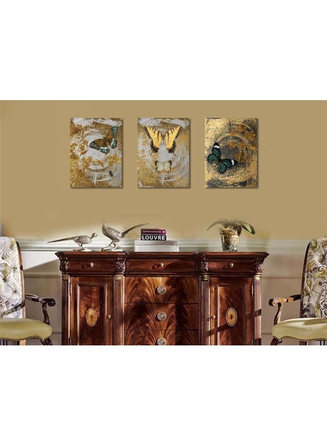 Arjun Abstract Gold Butterfly Paintings Modern Canvas Wall Art - Image 4