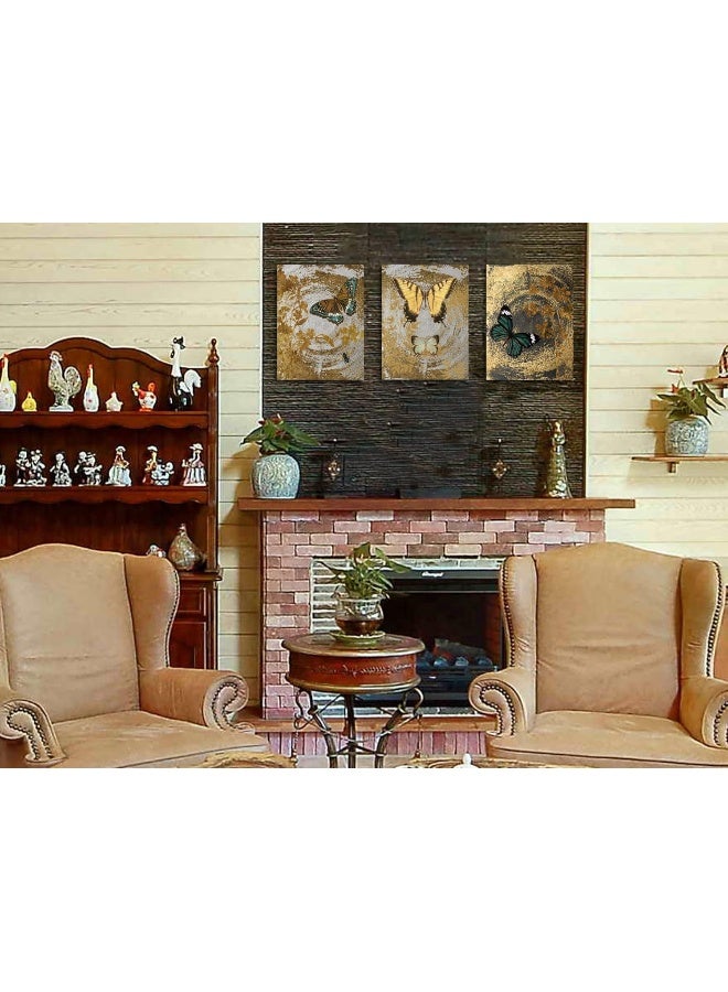 Arjun Abstract Gold Butterfly Paintings Modern Canvas Wall Art - Image 5