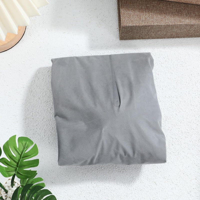 Inflatable Travel Pillow PVC Flocking Triangle Cushion Press-Inflatable Camping Nap Pillow Portable Outdoor Sleeping Support Gray - Image 4
