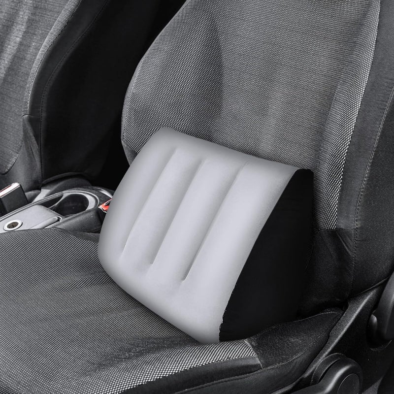 Inflatable Travel Pillow PVC Flocking Triangle Cushion Press-Inflatable Camping Nap Pillow Portable Outdoor Sleeping Support Gray - Image 5