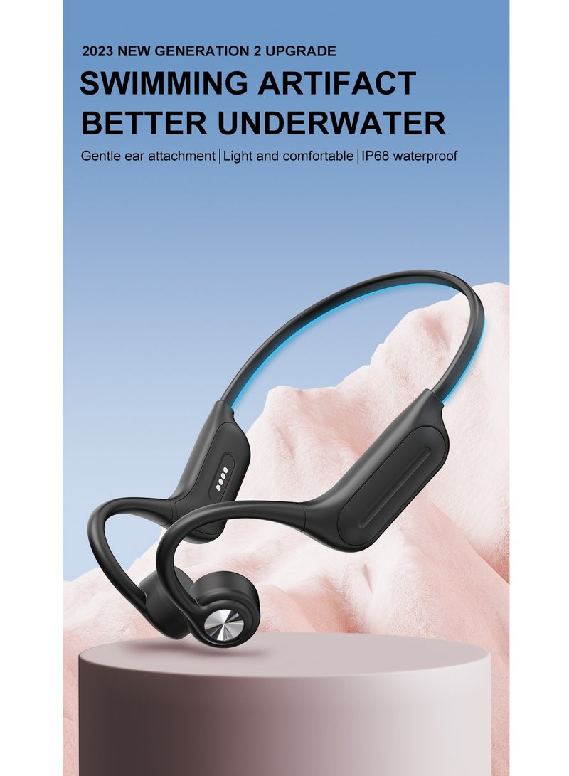 caijin Bone conduction swimming sports headphones, neck-hanging night running waterproof bone conduction headphones, IP68 waterproof, with night running light, 32GB capacity, suitable for swimming/night running/sports - Image 3