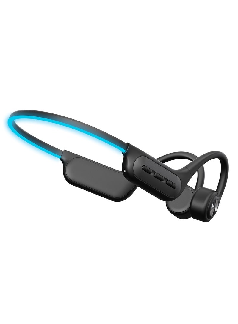 caijin Bone conduction swimming sports headphones, neck-hanging night running waterproof bone conduction headphones, IP68 waterproof, with night running light, 32GB capacity, suitable for swimming/night running/sports - Image 1