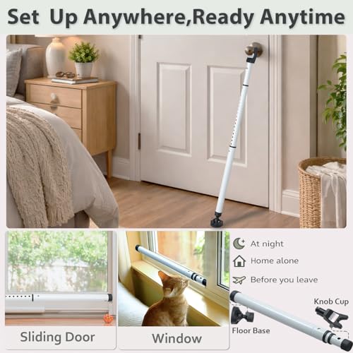 LAKEROD 3 in 1 Door Security Bar-High-Strength Steel 1.3" Sliding Door Security Bar with Anti-Slip Rotating Base,2-Level Adjustable Up to 46" Door Lock Stick for Apartment, Hotel,Kids&Pet Safety - Image 4