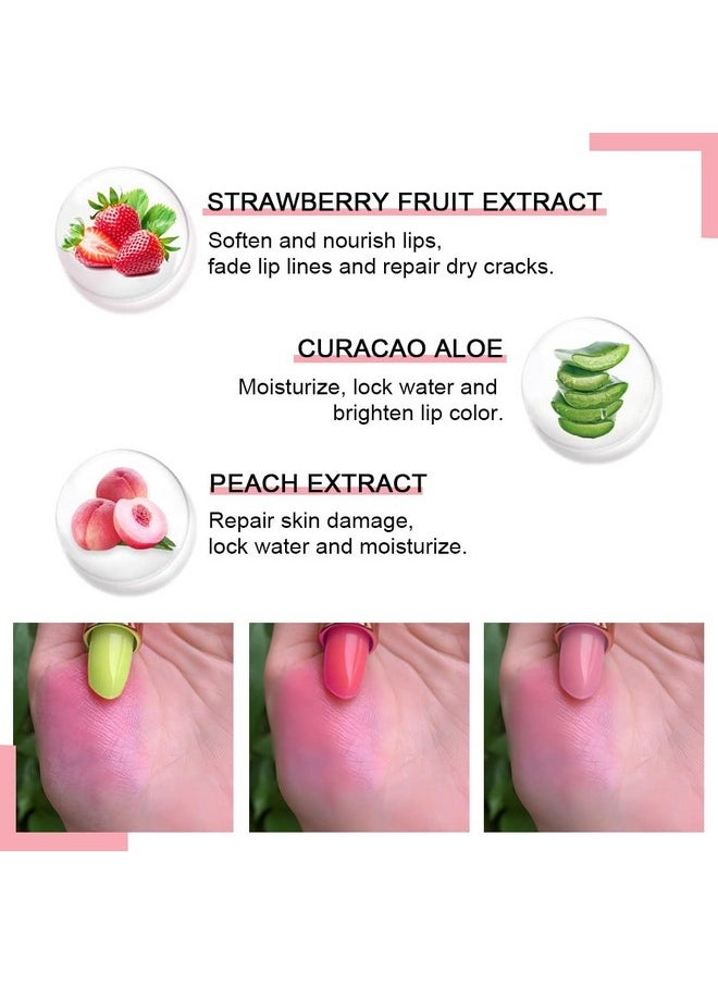 BINGBRUSH Color Changing Lipstick Queen,Ph Mood Long Lasting Lip Gloss Korean Lip Balm Tinted Magic Makeup Moisturize Lipstick Set (3Pcs Aloe+Strawberry+ Peach, 3 Count (Pack Of 1))  - Image 4