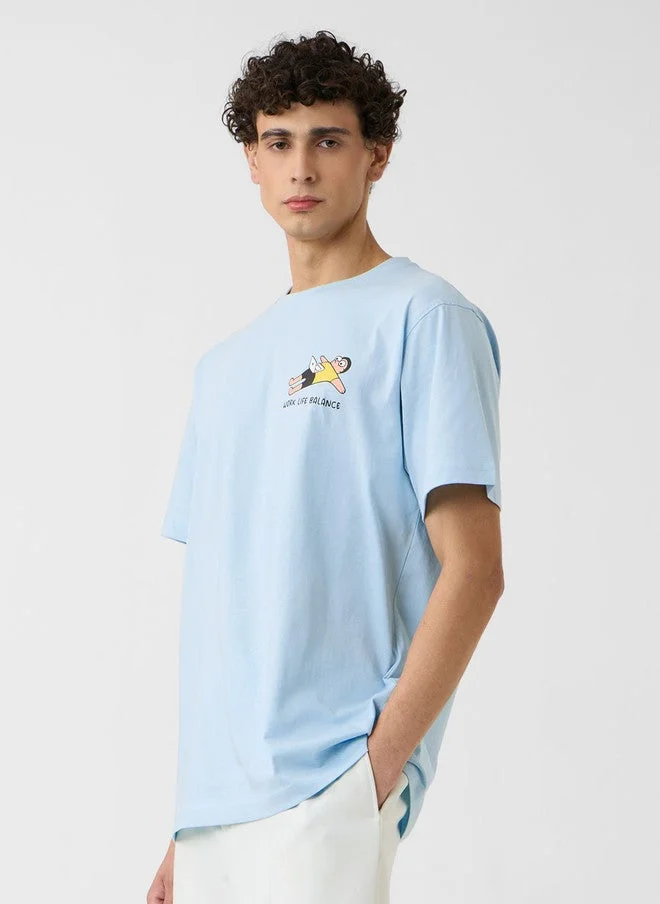 The Souled Store  The Souled Store Men's Oversized Graphic Print T-Shirt in Blue  | Best Price UAE