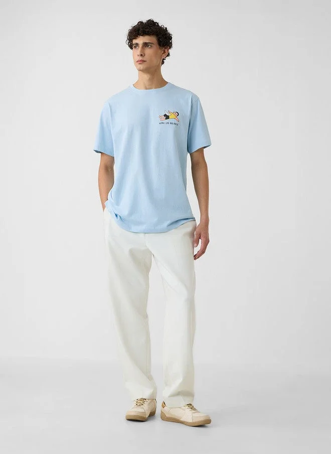 The Souled Store  The Souled Store Men's Oversized Graphic Print T-Shirt in Blue  | Best Price UAE