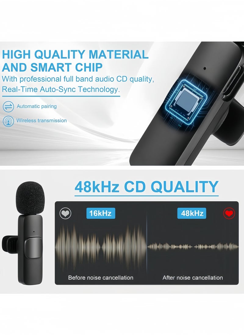 Angola Panda Wireless Lavalier Microphone for Type-C Phone- Plug-Play Wireless Mic with 2 Microphone for type-C Android/Phone/Ipad/notbook/Laptop and iPhone Video Recording- Interview- Vlog- Auto Sync and Noise Reduction- 2.4 GHZ  - Image 4
