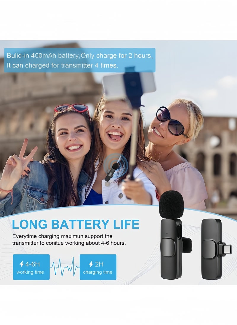 Angola Panda Wireless Lavalier Microphone for Type-C Phone- Plug-Play Wireless Mic with 2 Microphone for type-C Android/Phone/Ipad/notbook/Laptop and iPhone Video Recording- Interview- Vlog- Auto Sync and Noise Reduction- 2.4 GHZ  - Image 3