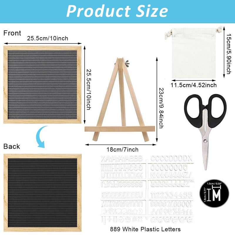 OFIFO Double Sided Felt Letter Board With 889 Pre-Cut White Plastic Letters - 10 x 10 Home Decor Memo for Signage Message, Announcement, Wall Decor, Changeable Message - Image 2