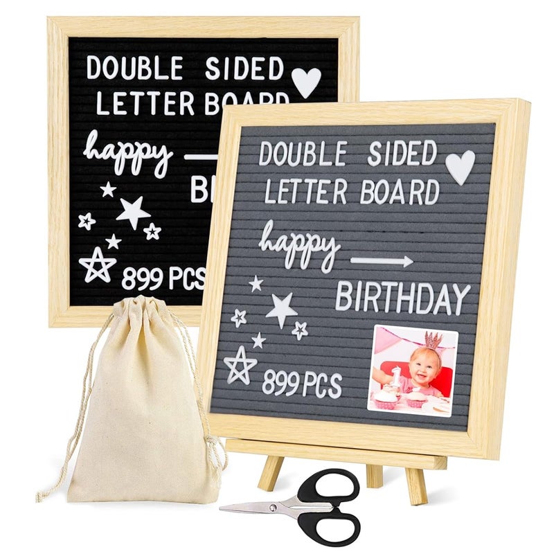 OFIFO Double Sided Felt Letter Board With 889 Pre-Cut White Plastic Letters - 10 x 10 Home Decor Memo for Signage Message, Announcement, Wall Decor, Changeable Message - Image 1