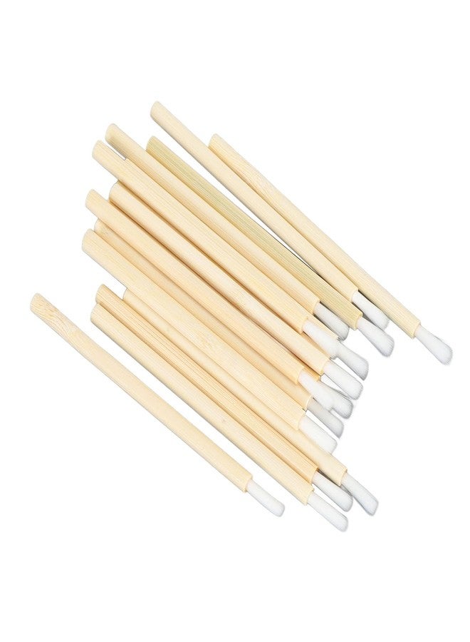 فوكتي ١٠٠ قطعة من فرشاة الشفاه ذات المقبض المصنوع من الخيزران للاستخدام مرة واحدة، فرشاة شفاه محمولة، أداة مكياج، عصا ملمع شفاه، أداة وضع أحمر شفاه لتطويل الرموش، مناسبة لأجهزة المطبخ - Image 4