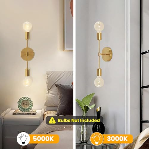 ELEPHANTBOAT® 1PCS Wall Lamp Fixtures, Minimalist Industrial Metal Wall Light for Home Decoration, 13.4'' Retro Dual Head Stick Light for Hallway, Living Room, Bedroom, Corridor(No Bulb Included) - Image 5