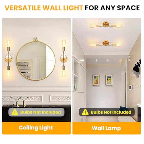 ELEPHANTBOAT® 1PCS Wall Lamp Fixtures, Minimalist Industrial Metal Wall Light for Home Decoration, 13.4'' Retro Dual Head Stick Light for Hallway, Living Room, Bedroom, Corridor(No Bulb Included) - Image 4
