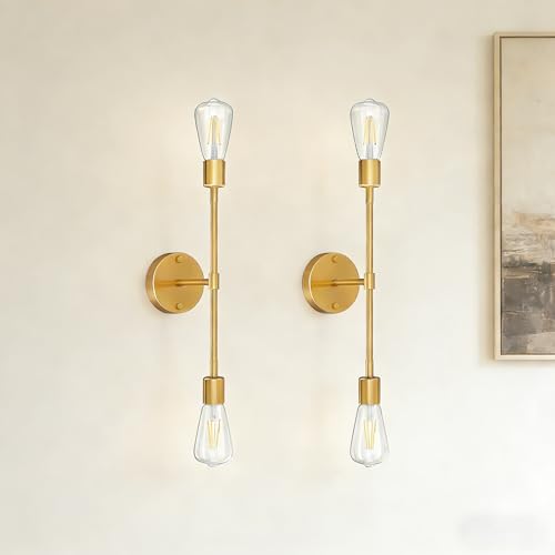 ELEPHANTBOAT® 1PCS Wall Lamp Fixtures, Minimalist Industrial Metal Wall Light for Home Decoration, 13.4'' Retro Dual Head Stick Light for Hallway, Living Room, Bedroom, Corridor(No Bulb Included) - Image 1