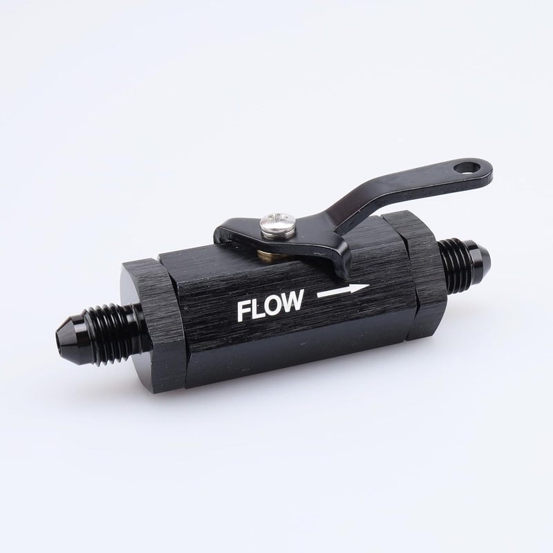 AC PERFORMANCE Inline Fuel Male Shut Off Valve with Cable Lever Aluminum Black -4 AN - Image 1