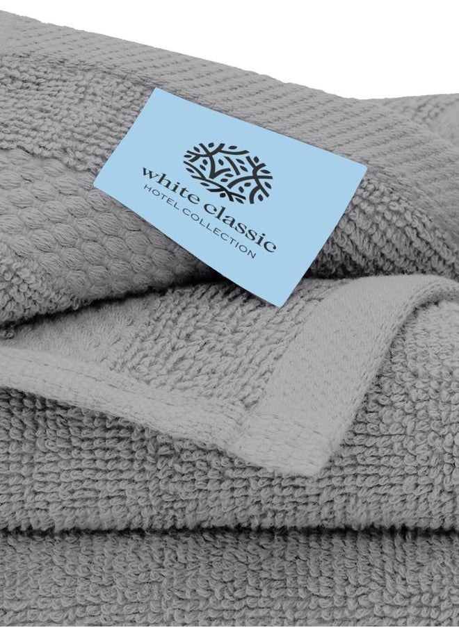 White Classic - Luxury Bath Towel Set of 8 Pieces - 100% Turkish Cotton Highly Absorbent Towels for Bathroom, 2 Luxury Bath Towels 700GSM, 2 Hand Towels, 4 Washcloths, Light Gray - Image 1