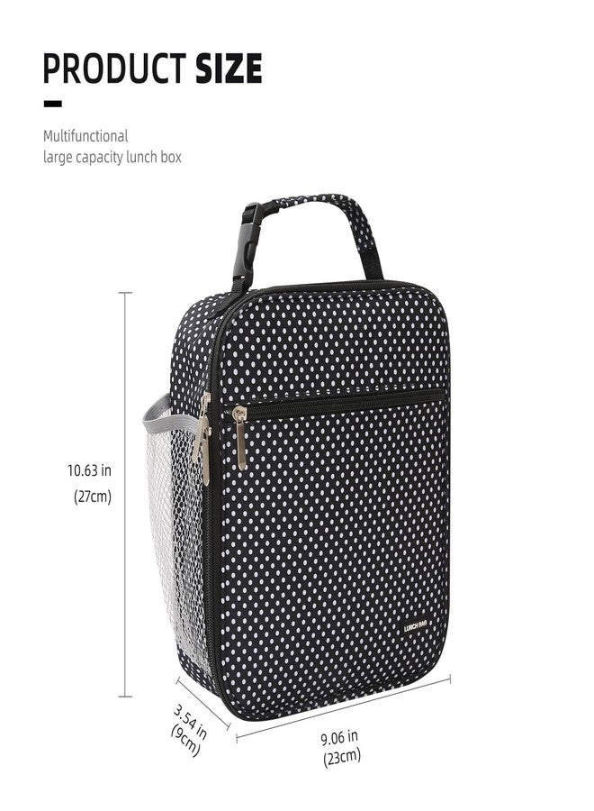 Lovoeo Lunch box Lunch bag for men women Insulated Lunchbox Lunch bags for Work Picnic Travel (Black polka dot) - Image 2