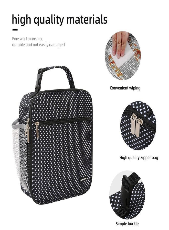 Lovoeo Lunch box Lunch bag for men women Insulated Lunchbox Lunch bags for Work Picnic Travel (Black polka dot) - Image 3