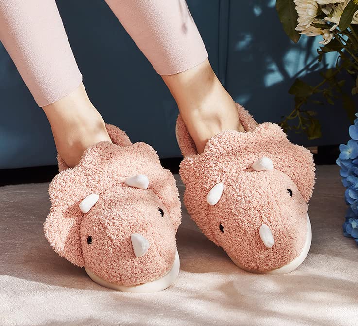 Avilego Unisex Dinosaur Slippers Plush House Shoes Soft Sandals Indoor & Outdoor Fuzzy Winter Slippers - Image 3