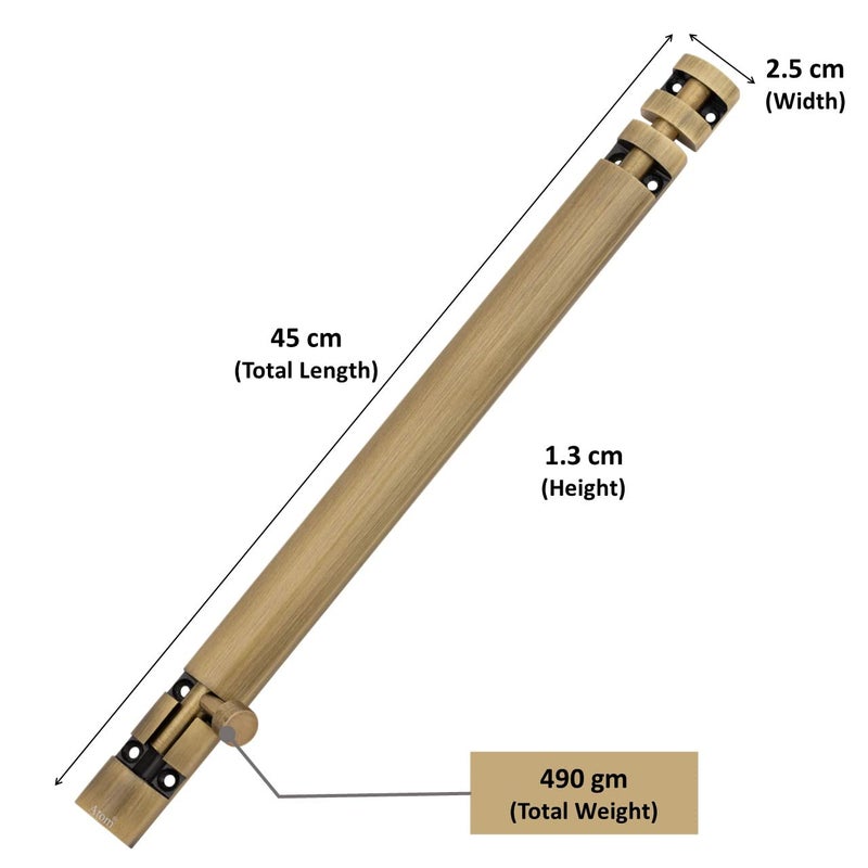 Atom 2 Pack 18 inch Aluminium Tower Bolt Brass Antique Finish Home and Offices Doors and Windows Tower Bolt TB002 - Image 3