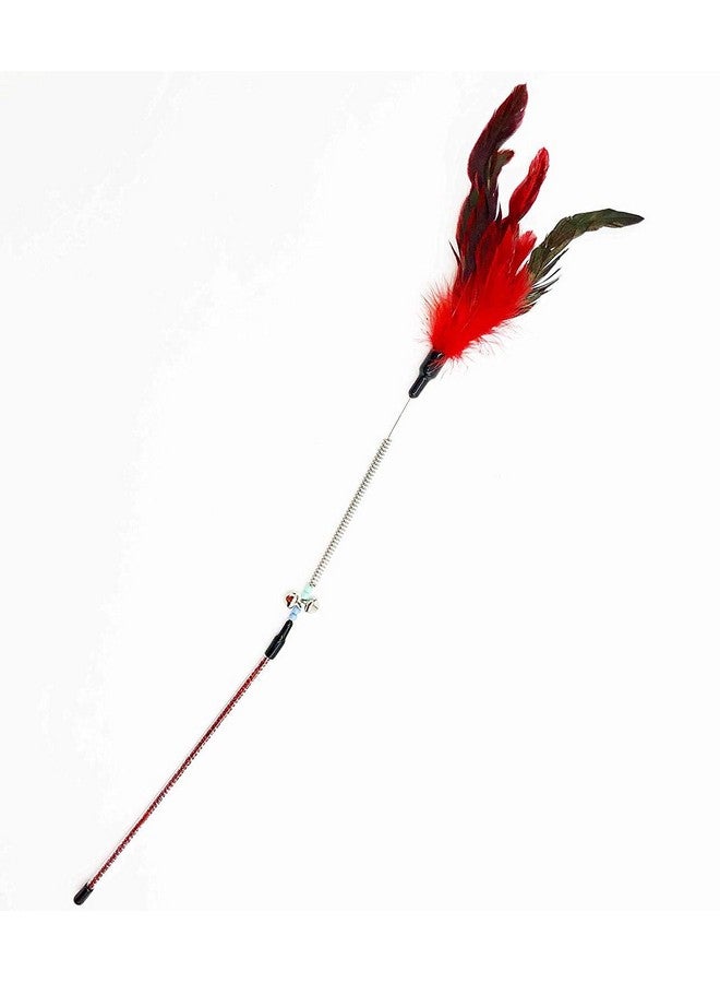 Cat Feather Spring Stick - Interactive Bell Rod Wand For Endless Playtime Enjoyment And Mental Stimulation | Engage Your Kitty'S Natural Instincts For Hunting And Pouncing (Pack Of 1) - Image 1