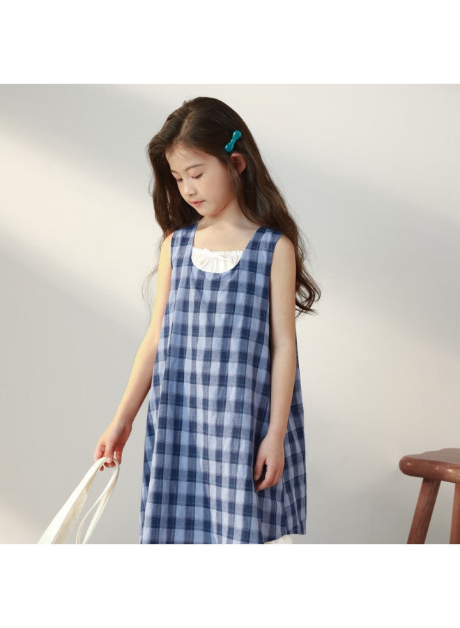 Luson Chen Dazhu Children's Wear Girls' Dress New French Plaid Dress Children's Summer Dress - Image 4