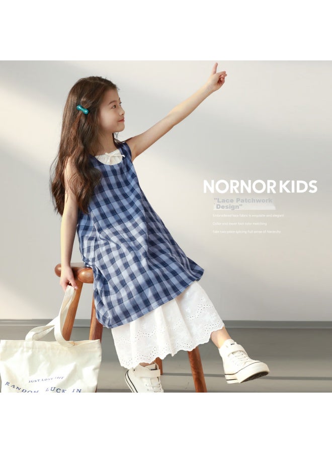 Luson Chen Dazhu Children's Wear Girls' Dress New French Plaid Dress Children's Summer Dress - Image 2