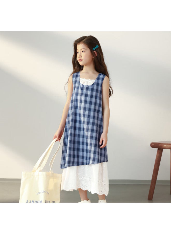Luson Chen Dazhu Children's Wear Girls' Dress New French Plaid Dress Children's Summer Dress - Image 3