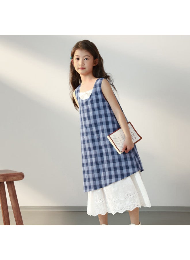 Luson Chen Dazhu Children's Wear Girls' Dress New French Plaid Dress Children's Summer Dress - Image 5