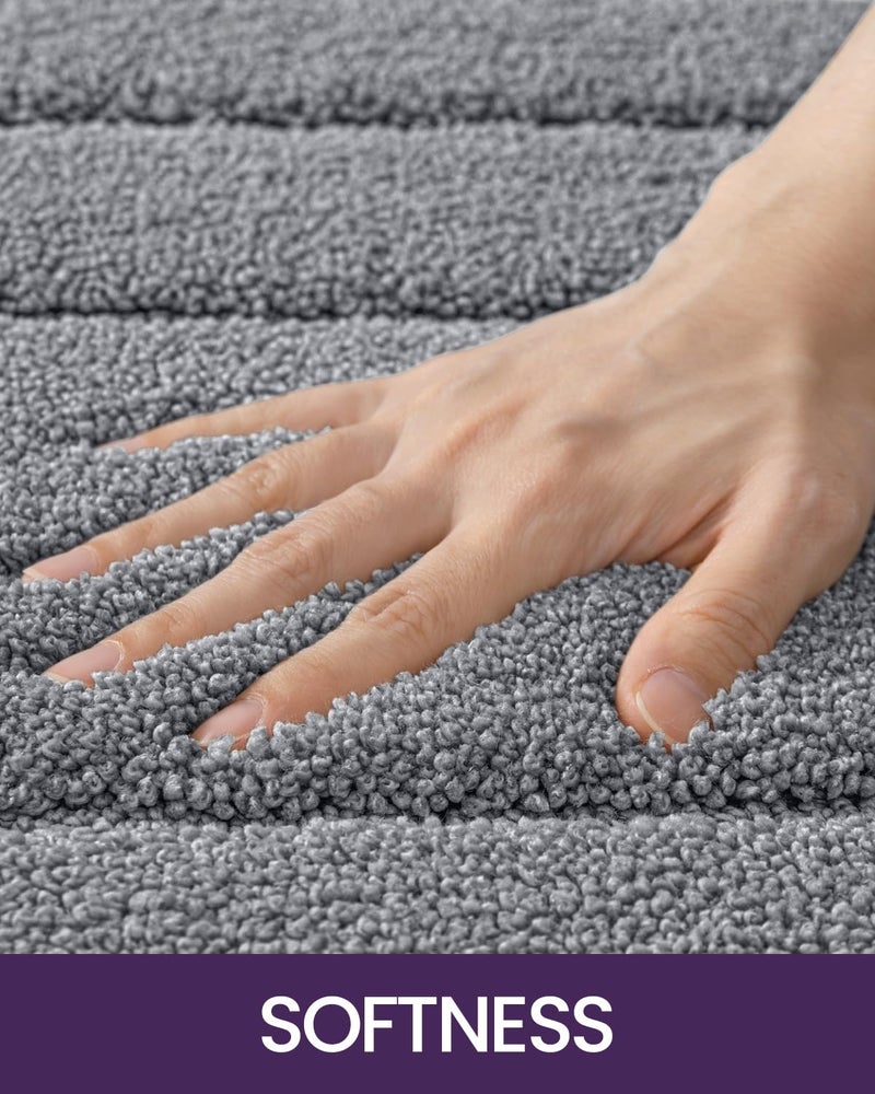 ديكسي ماهمير سجادة حمام فاخرة فائقة النعومة وفائقة الامتصاص، سجادة حمام مريحة غير قابلة للانزلاق، سجادة لحوض الاستحمام والدش وغرفة الحمام، يمكن غسلها وتجفيفها في الغسالة، (40 × 60 سم، رمادي ) - Image 3