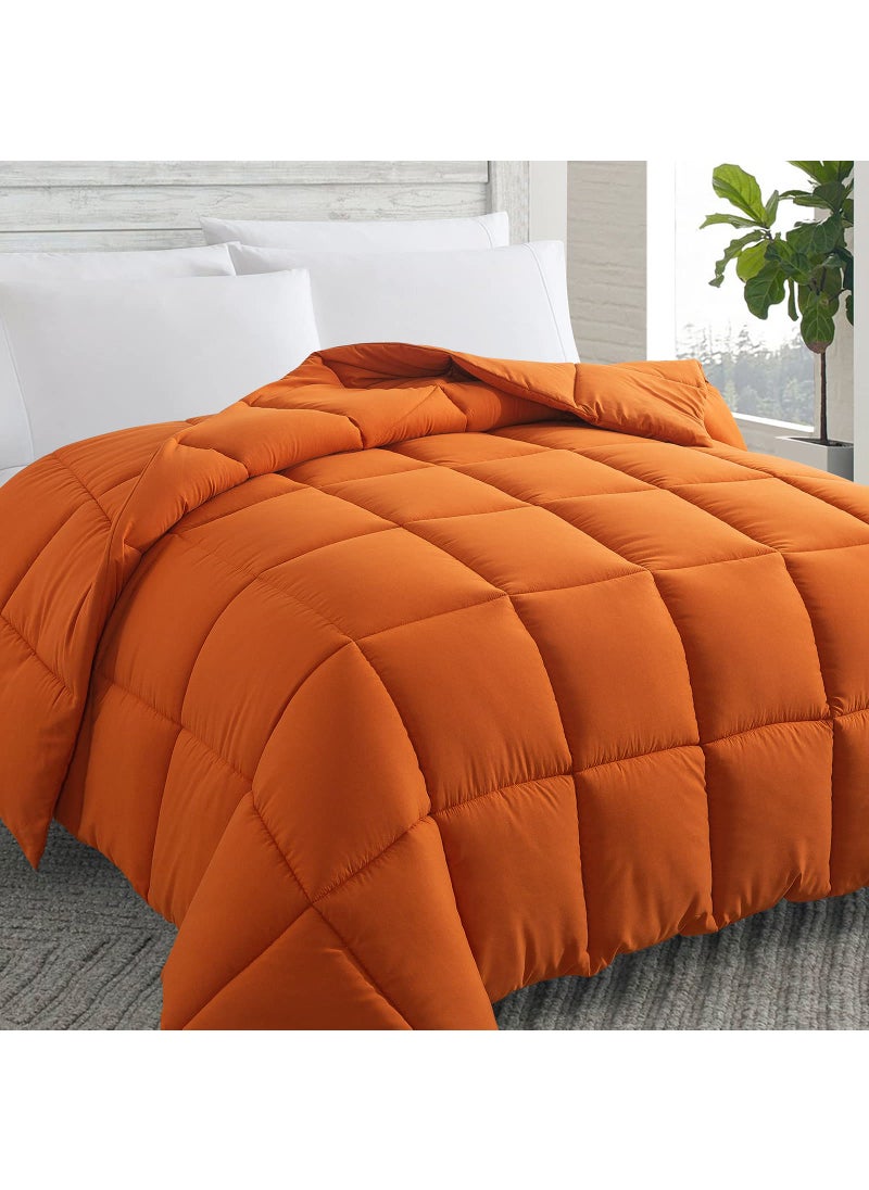 COSYBAY Cosybay Down Alternative Comforter Burnt Orange King  All Season Soft Quilted King Size Bed Comforter  Duvet Insert with Corner Tabs  Winter Summer Warm Fluffy 102x90 inches 
