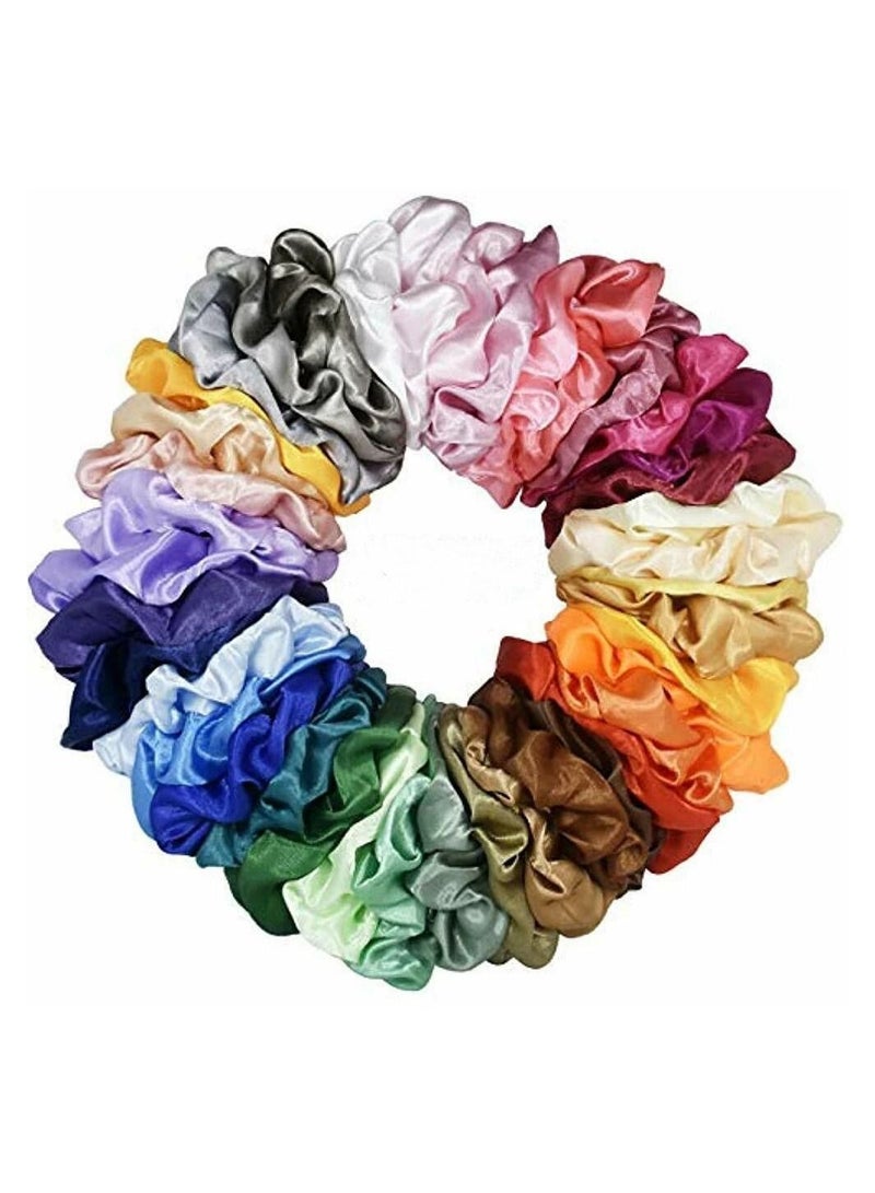 50Pcs Hair Tie Silk Satin Elastic Women Girls Scrunchy Set Ponytail Holder Colorful Hair Accessories Ropes Traceless Casual
