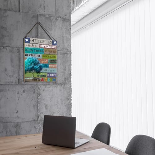 GUDIAO Office Quote Tree Signs Wall Decor - Rustic Rules Make a Difference Wooden Hanging Sign Decoration for Home and Office Door 8 x 10 - Image 5