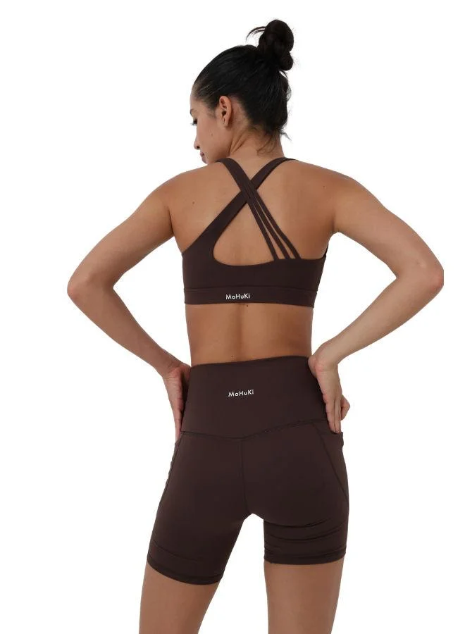 Mohuki Chocolate Brown Active Triple Line Crossback Bra for Women | Best Price UAE