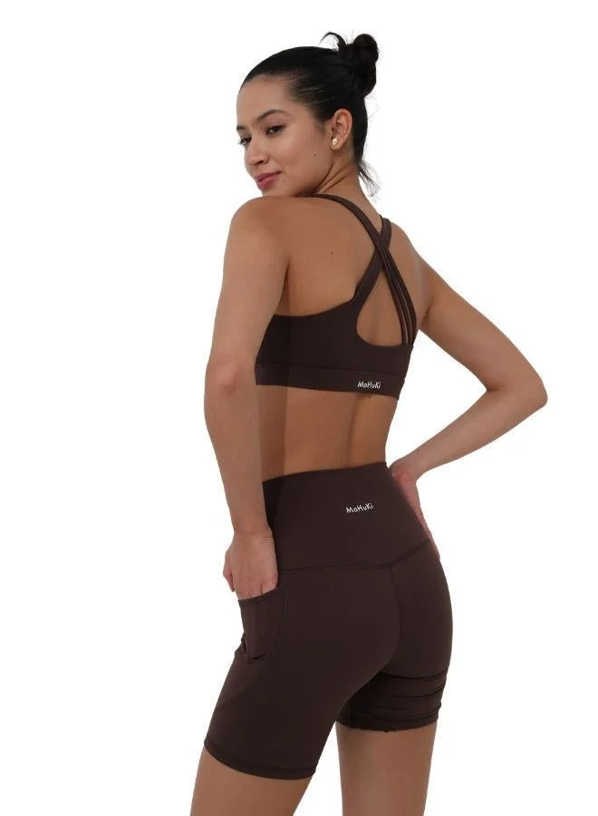 Mohuki Chocolate Brown Active Triple Line Crossback Bra for Women | Best Price UAE