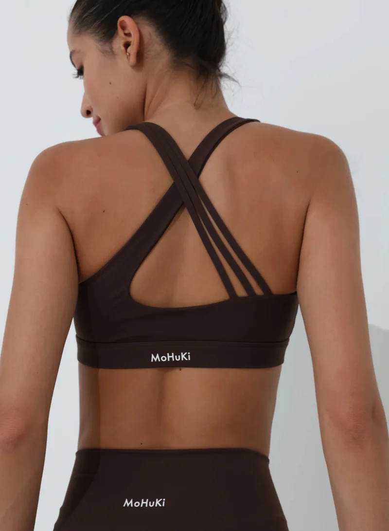 موهوكي موهوكي حمالة صدر رياضية Active Triple Line Crossback Bra - بني شوكولاتة